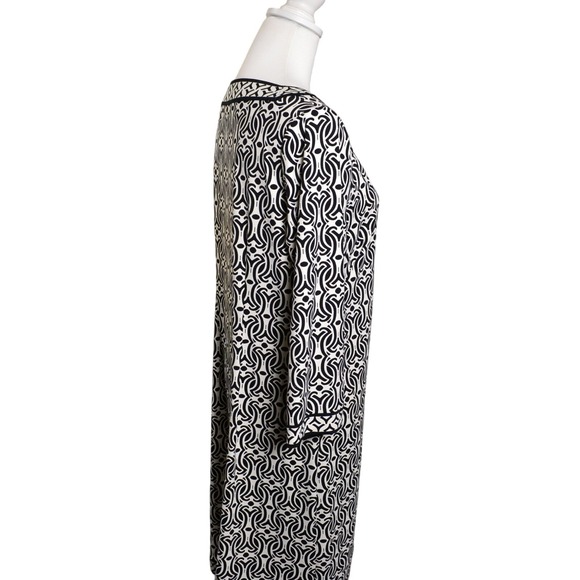 Talbots Black & White Geometric Print Dress Women's Size L Knee Length 3/4 Sleev - Picture 3 of 6